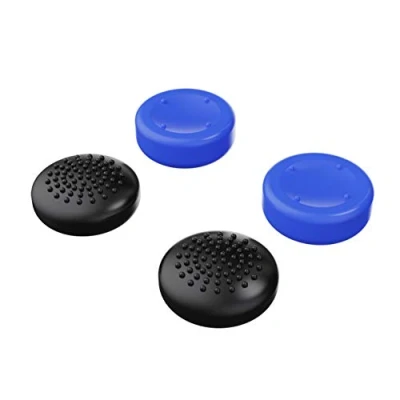 Image de Konix Mythics Pack de 4 appuie Pouces antidérapants pour joysticks manettes DualSense PS5 Silicone Noir et Bleu