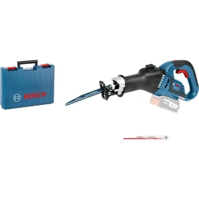 Image de Bosch Professional 18V System scie sabre sans fil GSA 32 (profondeur de coupe 230 mm dans le bois, avec 1 lame, batterie ni chargeur, coffret transport) Bleu