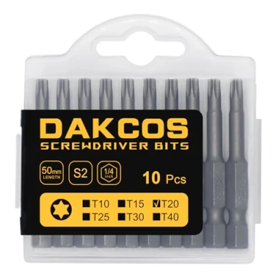 Image de DAKCOS T20 Bit Longue, embouts T20, assortiment d&#039;embouts en S2 (longueur : 50 mm, 10 pièces)