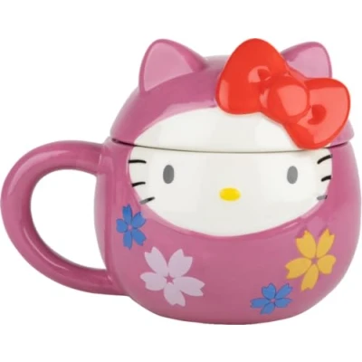 Image de Konix Hello Kitty Mug 3D Tasse en céramique 320 ml Motif Daruma Rose