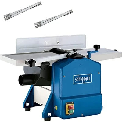 Image de Scheppach Raboteuse &amp; Dégauchisseuse compacte HMS850 Puissance 1250W Largeur de rabotage 204mm Hauteur passage 120mm Régime l&#039;arbre 8500 1min 2 fers supplémentaires inclus