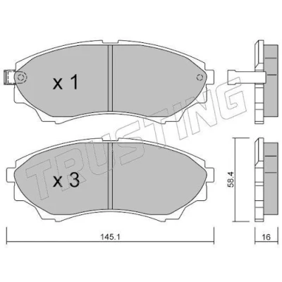 Image de TRUSTING 626.0 Jeu de plaquettes frein avec indicateur d&#039;usure MAZDA: Série B Pick up, BT 50 FORD: Ranger Mk2, Mk2