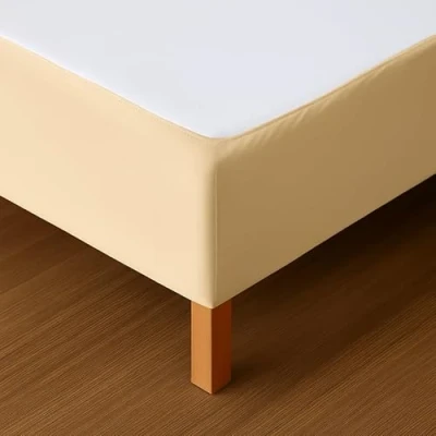 Image de Dahlica Cache Sommier 90x190 Beige Tissu Doux et Extensible Rendu Impeccable Facile à Installer