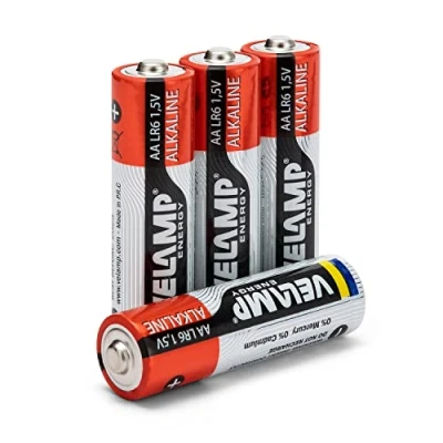 Image de VELAMP Piles Stilo Alcaline 1,5 V Format AA Lot de 4 pièces Idéal pour contrôleur, Jouets, Lampes Poche et appareils électroniques