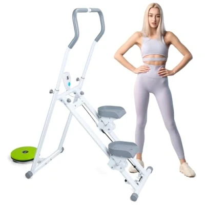 Image de Stepper d&#039;escalier, Monte escalier Pliable avec entraînement Complet du Corps, grimpeur à Guidon réglable pour Exercice de Gym Domicile, Machine d&#039;escalade Verticale Perte Poids Blanc
