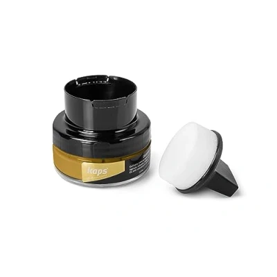 Image de Kaps Crème Délicate de Cirage avec Applicateur en Éponge pour Cuir naturel et Matières synthétiques ou Maroquinerie 50ml, Ocker 108