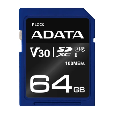 Image de ADATA ASDX64GUI3V30S R mémoire flash 64 Go SDXC UHS I Classe 10 Neuf