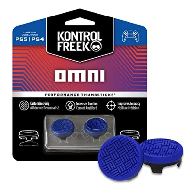 Image de KontrolFreek Omni pour Manette PlayStation 4 (PS4) et 5 (PS5) 2 Joysticks Performance Taille Basse Concave Bleu