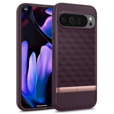 Image de Caseology Parallax pour Google Pixel 9 Pro XL, [Protection Contre Les Chutes de qualité Militaire] Housse Ergonomique 3D Hexa Cube XL Burgundy