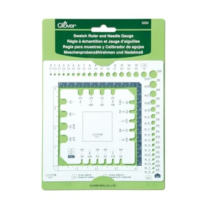 Image de Clover Règle Swatch et jauge à Aiguille, Plastique Pet, Autre, Taille unique