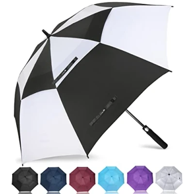 Image de ZOMAKE Grand Parapluie De Golf XL Parapluies Grande Taille 2 3 Personnes Anti Tempete Extra Large Automatique Umbrella Double Canopée Homme Femme(Noir/Blanc)