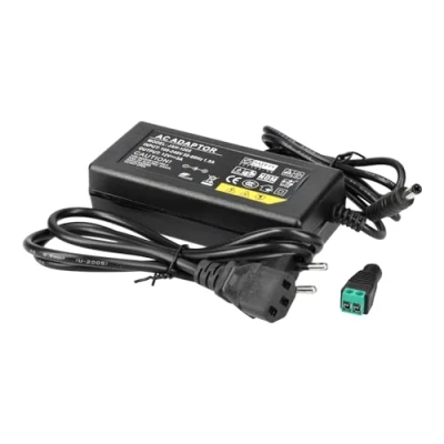 Image de Jandei Transformateur d&#039;alimentation enfichable 110/220V AC à 12V DC 60W 5A, câble 1m et connecteur Femelle. Installation intérieure IP20, pour Bande LED, néon ou appareils Basse Tension