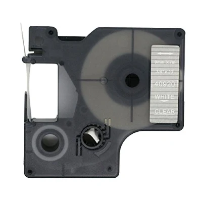 Image de BROVACS 1 paquet de ruban d&#039;étiquettes blanc sur transparent compatible avec DYMO D1 40920 9 mm OPA2120
