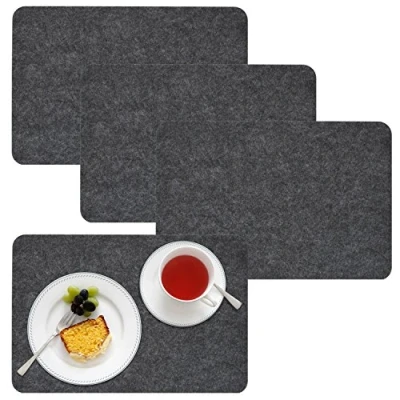 Image de DuneDesign Set de Table en Feutre Artificiel 4 pièces 43x30x0,5cm Anthracite