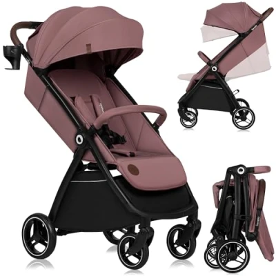 Image de LIONELO INGRID Poussette jusqu&#039;à 22 kg de 6 mois à 4 ans Grandes roues pivotantes 360 Suspension totale Pliable d&#039;une seule main Dossier et repose pieds réglables Grand auvent XXL (Grey)