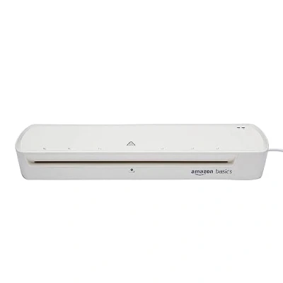 Image de Amazon Basics Plastifieuse thermique, format A3, 20 pochettes de plastification incluses, Blanc, Unie