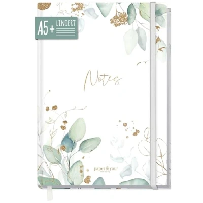 Image de Trendstuff by Häfft carnet ligné A5+ avec bande élastique [feuille d&#039;or] de la marque 156 pages, 78 feuilles comme bullet journal, journal intime, notes
