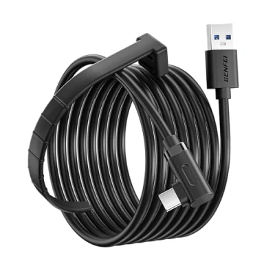 Image de BENFEI VR câble Link 5mètres Compatible avec Oculus/Meta Quest 3S/Quest 3/Quest 2/Pro/Pico 4/Ultra and SteamVR, Transfert de données PC Haute Vitesse, USB 3.0 pour Casque et Jeu