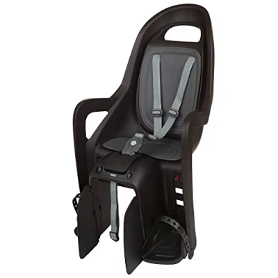 Image de POLISPORT 8406100001 Siège arrière écologique Groovy CFS pour vélos avec Roues de 26&#039;&#039; à 29&#039;&#039; adapté aux Enfants pesant 9 22Kg ancrage sur Le Porte Bagages en Color Noir/Gris Foncé
