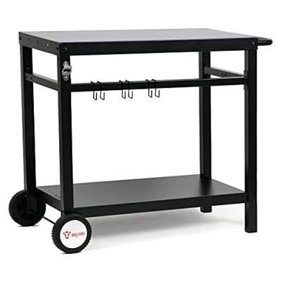Image de BBQ Toro Chariot de Barbecue 85 x 50 81 cm Table en métal avec Grande Surface Travail d&#039;appoint pour d&#039;extérieur Service extérieur (Noir)