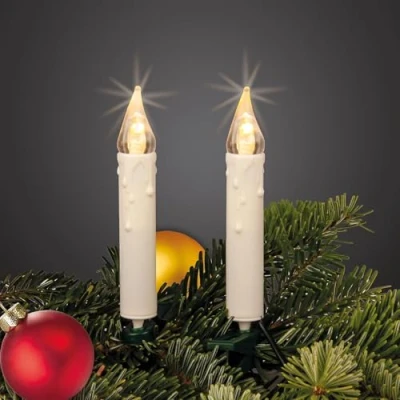 Image de Hellum 151282 guirlande lumineuse pour sapin de Noël avec 20 bougies LED blanches, d&#039;intérieur LED, 5,7 m, câble vert,