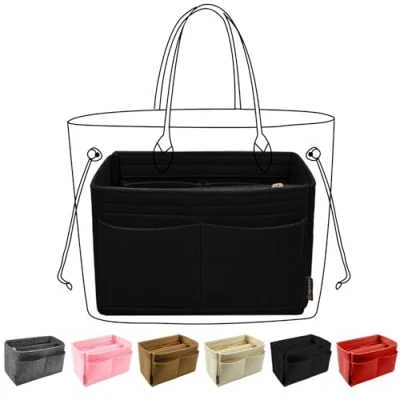 Image de OMYSTYLE organiseur de sac à main noir pour main, en feutre fourre tout et avec 5 tailles, compatible Neverfull, Speedy plus encore
