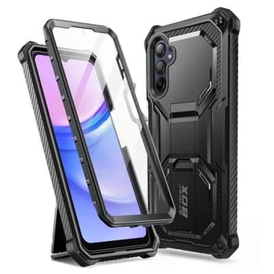 Image de i Blason Coque pour Samsung Galaxy A16 Intégrale avec Protecteur d&#039;Ecran &amp; Support Béquille Intégré [Pare Chocs Antidérapant] (Armorbox) Protection Robuste Antichoc A16, Noir