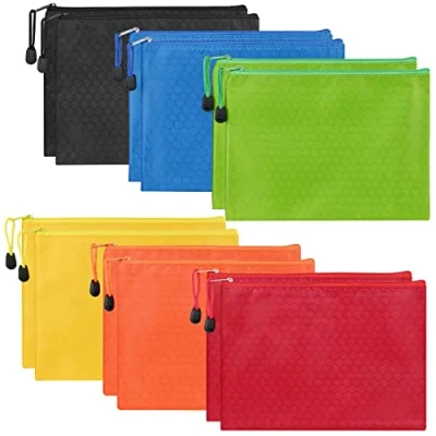 Image de 12 pièces Pochette Zippée A5, à Fermeture Éclaire Document A5 Zip pour École, Bureau