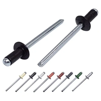 Image de Lot de 100 rivets aveugles peints, 4,0 x 10 mm, tête bombée, DIN 7337, en aluminium et mandrin acier, pop (100, noir jais RAL 9005)