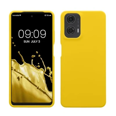 Image de kwmobile Housse Compatible avec Motorola Moto G24 / E14 G04 G04s Coque de téléphone Protection Souple en TPU Silicone Jaune radieux