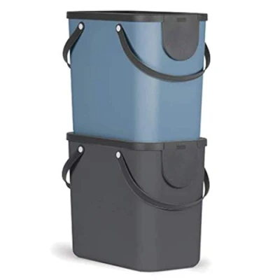 Image de ROTHO Lot de 2 systèmes tri sélectif ALBULA anthracite / bleu 25l