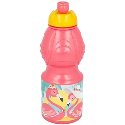 Image de ALMACENESADAN, 4940 Pack de retour à l&#039;école, cadeau Noël, composé d&#039;une bouteille sport 400 ml multicolore, produit réutilisable, sans BPA, sous licence (flamants)