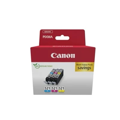 Image de Canon CLI 521 Lot de 3 Cartouches d&#039;encre Authentiques (Cyan, Magenta, Jaune) Carton sécurité Multipack