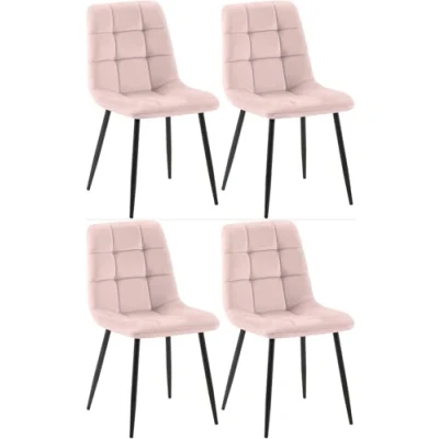 Image de CLP Lot De 4 Chaises Salle A Manger Antibes en Velours I Pieds Metal Charge Max.150 Kg, Couleur:Jaune