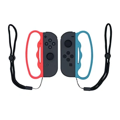 Image de Mcbazel Poignée de boxe avec dragonnes pour NS Switch/Switch OLED Joy Con Fitness Boxing Game Bleu Rouge