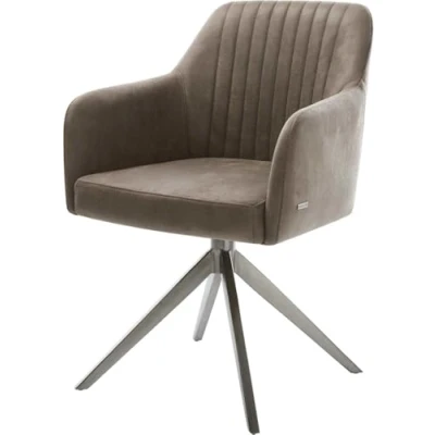 Image de Chaise pivotante Greg Flex microvelours taupe vintage pied croisé large grafiete pivotement sur 360 fonction bascule ressorts ensachés