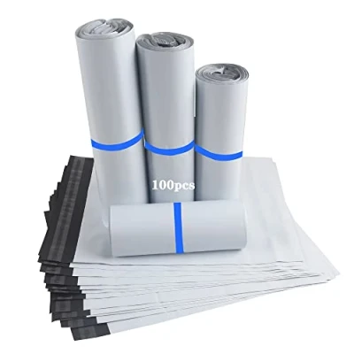 Image de HVDHYY 100 x Sacs d&#039;expédition Plastique Enveloppe en 4 Tailles Petit Sac Colis Envoie Vinted Auto adhésif, Opaque, Imperméable et Inviolable Blanc