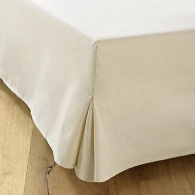 Image de Cache Sommier 90x200 Ecru 4 Volants de 30 cm pour Lit 90 x 200 avec Jupe Fabriqué en Europe Protège Housse Dessus