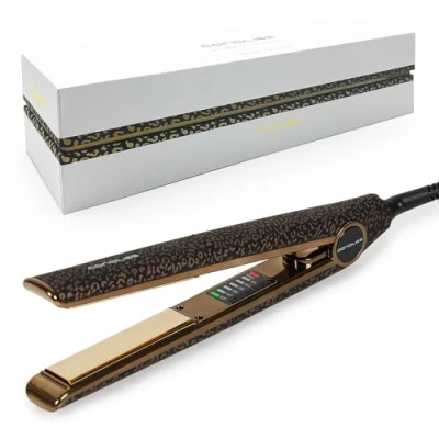 Image de Corioliss C1 Fer à Lisser pour femmes Titanium de plaques et curling cheveux fins professionnel avec contrôle la température (Leopard Gold Soft Touch)
