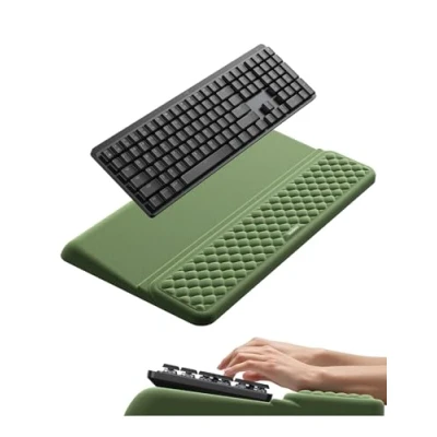 Image de VAYDEER Set Ergonomique 3 pièces repose poignet clavier, souris &amp; tapis de en mousse à mémoire Antidérapant, Confortable pour bureau et maison, Vert olive