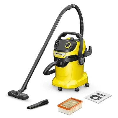 Image de Kärcher Aspirateur Eau et Poussières WD 5 V 25/5/22, Filtre Plissé Plat, Fonction de nettoyage du filtre, Cassette Filtrante, 1100 W, Cuve : 25 l, Tube d&#039;Aspiration 2,2 m, Soufflerie