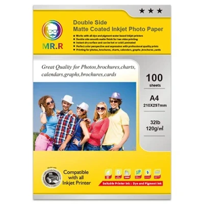 Image de MR.R 120 g/m² A4X100 Double Matt imprimé des deux côtés Papier photo à séchage instantané Imperméable Blanc brillant Couleurs brillantes pour les imprimantes jet d&#039;encre