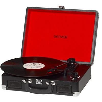 Image de Denver Platine Vinyle avec Haut parleurs intégrés Tourne Disque 33 45 78 Tours USB Vintage Numérisation Fonction Auto Stop VPL120 Noir
