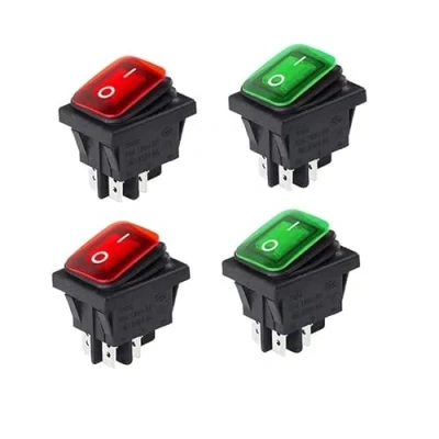 Image de Switian 4 Pcs Interrupteur à Bascule Type de Bateau Broches 2 Position 6A 250V ON OFF Mini Commutateur Étanche(2pcs Rouge/2pcs Vert)