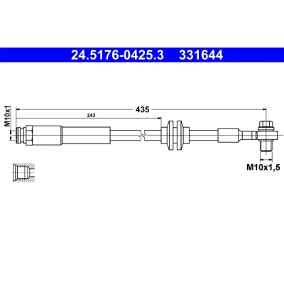 Image de ATE 24.5176 0425.3 Flexible De Frein 425 M10x1 OPEL: Corsa D 3/5 portes, E portes