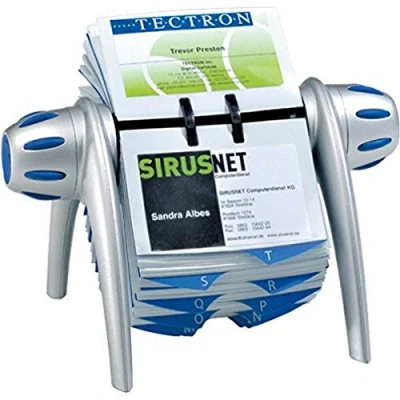 Image de Durable 241723 Visifix Flip Fichier Rotatif pour 400 Cartes de Visite avec Index 25 Touches Argent/Bleu
