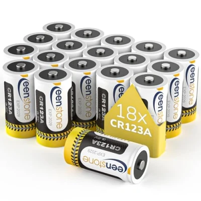 Image de Keenstone Piles CR123A 3V Lithium Lot de 18 Batteries CR 123A 17345 Jetables Haute Puissance et Performance pour Camera, Capteurs, Verrous sans Clé, Flashs Photo Lampes Poche