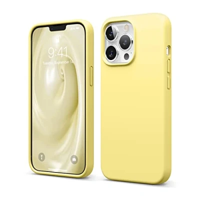 Image de elago Coque Silicone Liquide Compatible avec iPhone 13 Pro (6.1&quot;), Case en Premium, Étui Protection Complète Cover Antichoc à 3 Structure, Microfibre Douce Empêche Les Rayures (Jaune)