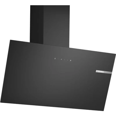 Image de Bosch DWK85DK60 Série 2, Hotte murale, 4 vitesses d&#039;aspiration dont 1 intensive, 80 cm, Noir avec finition en verre