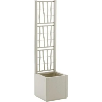 Image de Bac à fleur ETHICA Craie Carré avec treillis 38 L STEFANPLAST